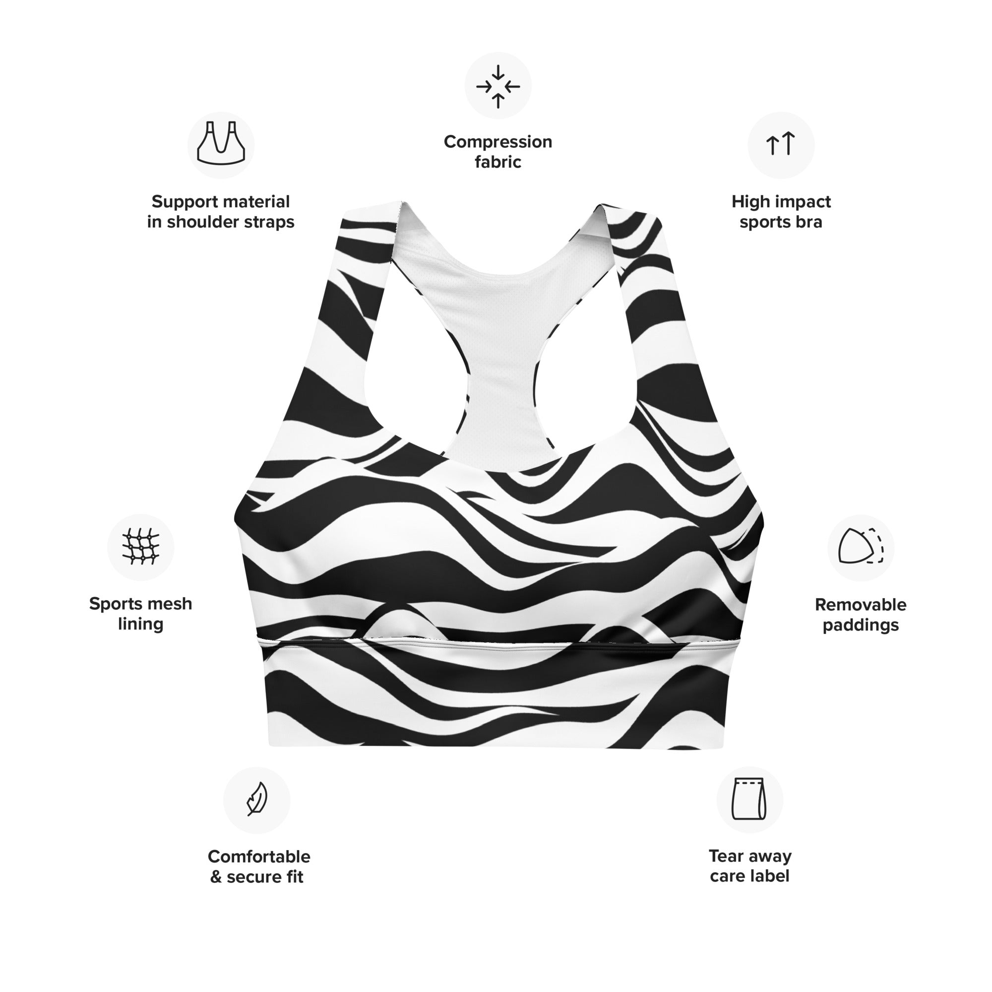 Zebra Zen Sports Bra | Longline Sports Bra | POD Sarto