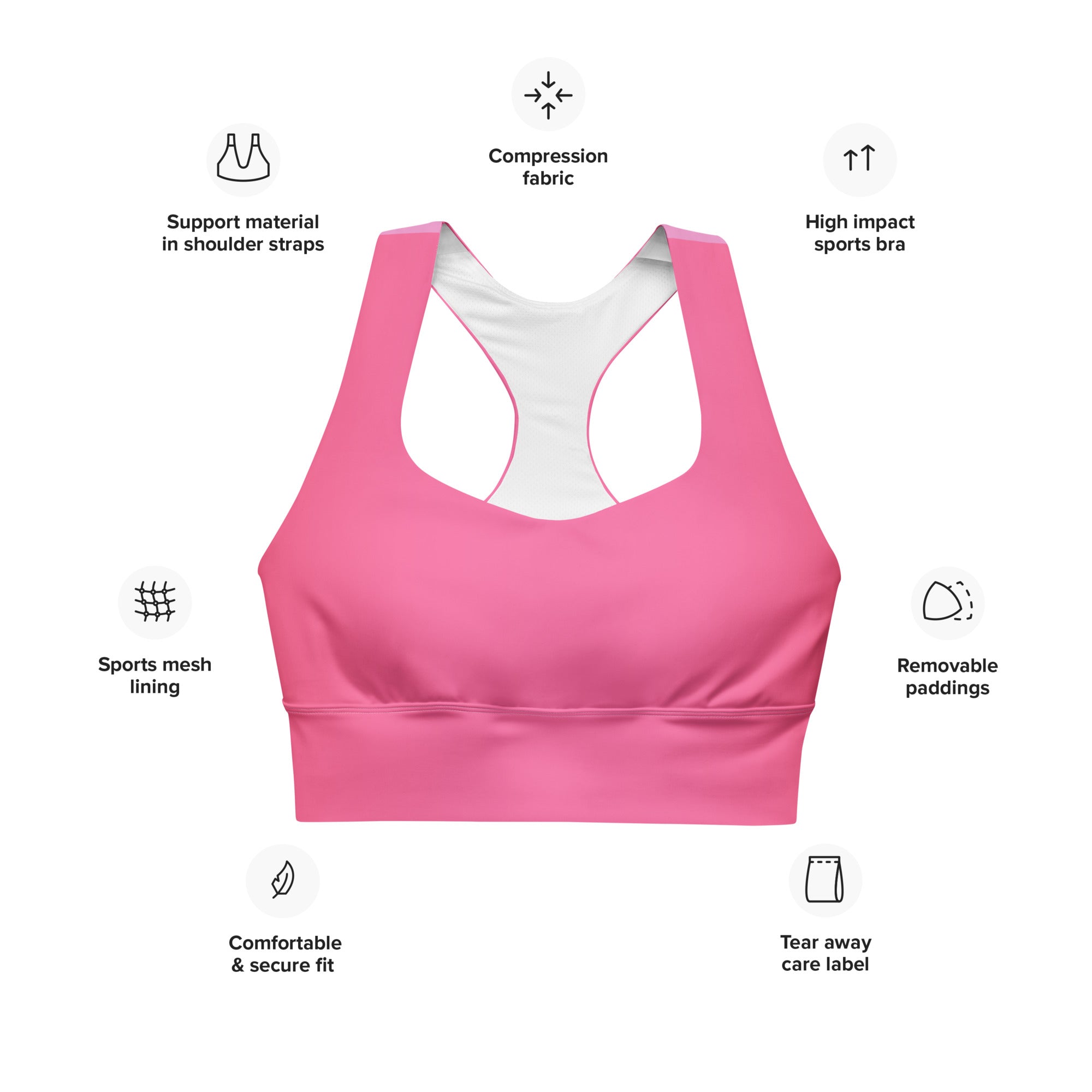 Pink Longline sports bra podsarto