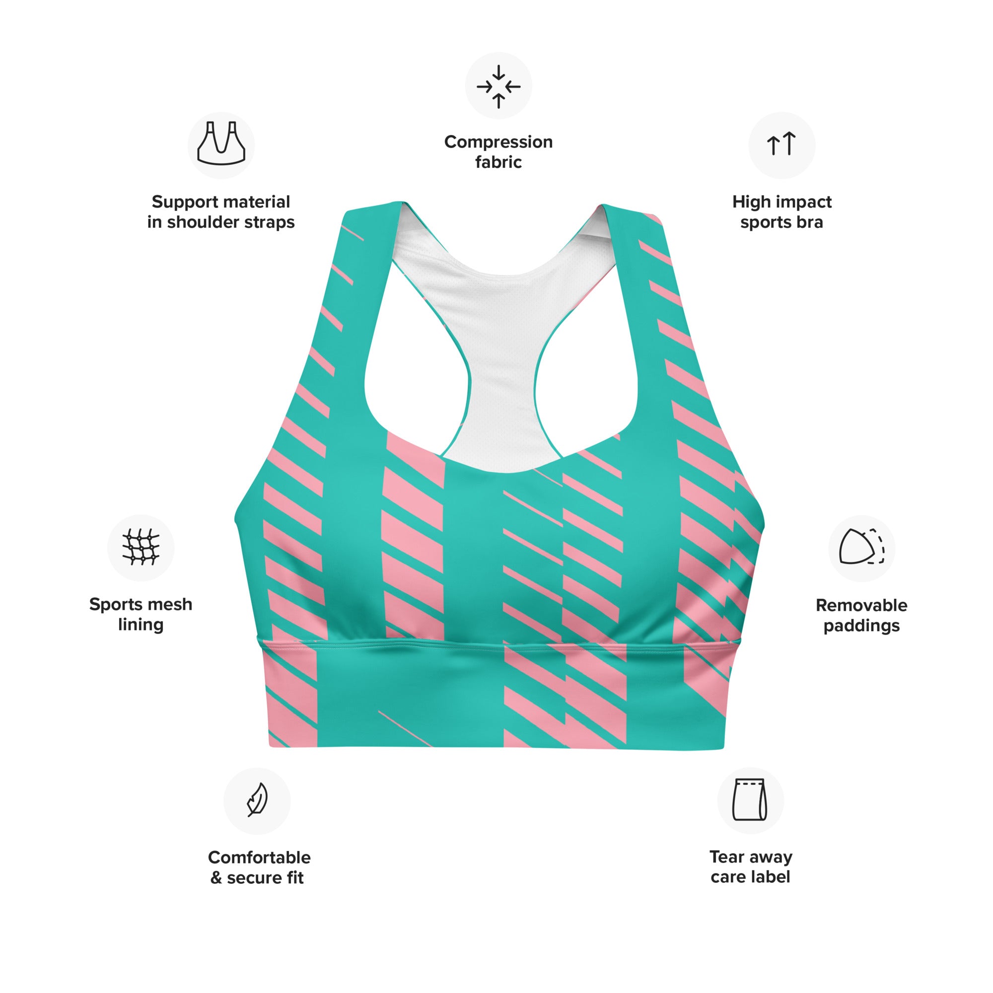 Sea Mauvelous Streaks Sports Bra | Longline Sports Bra | POD Sarto