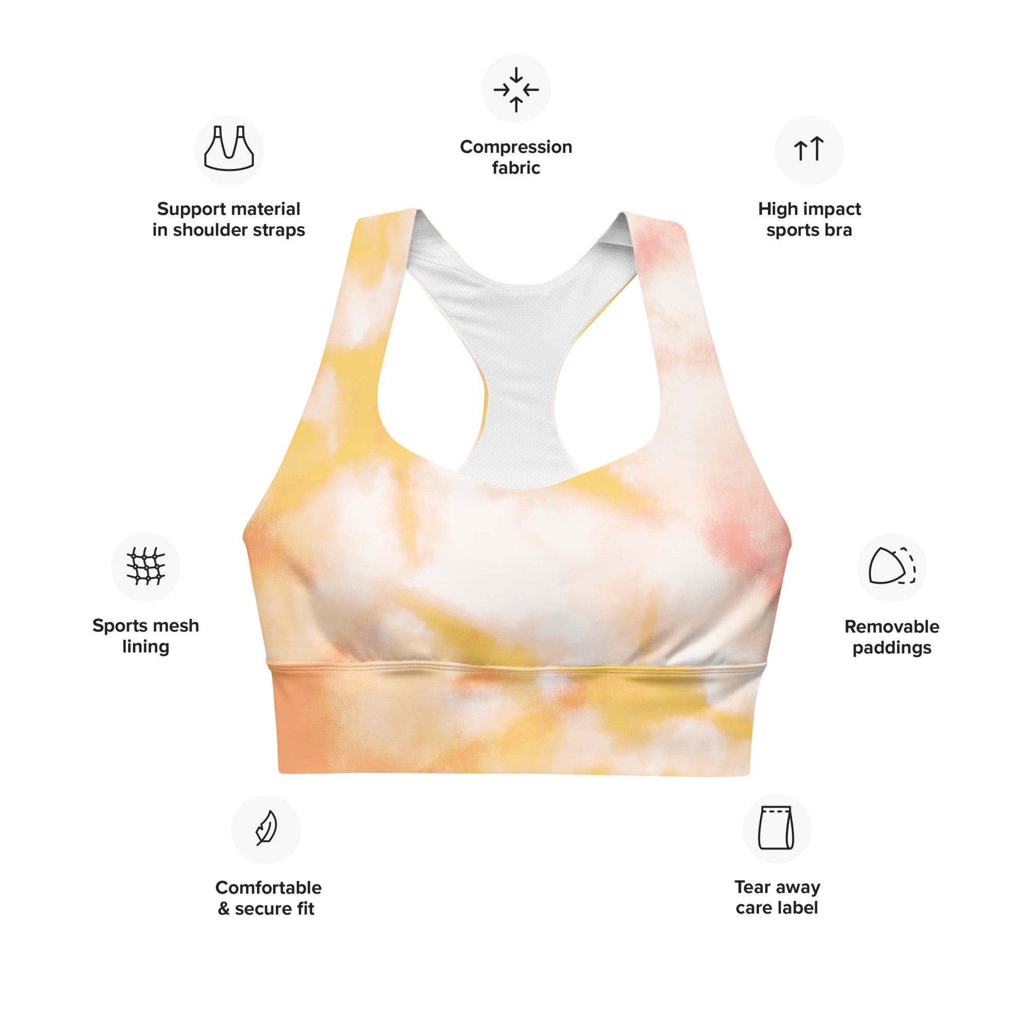 Peachy Sunset Sports Bra | Longline Sports Bra | POD Sarto