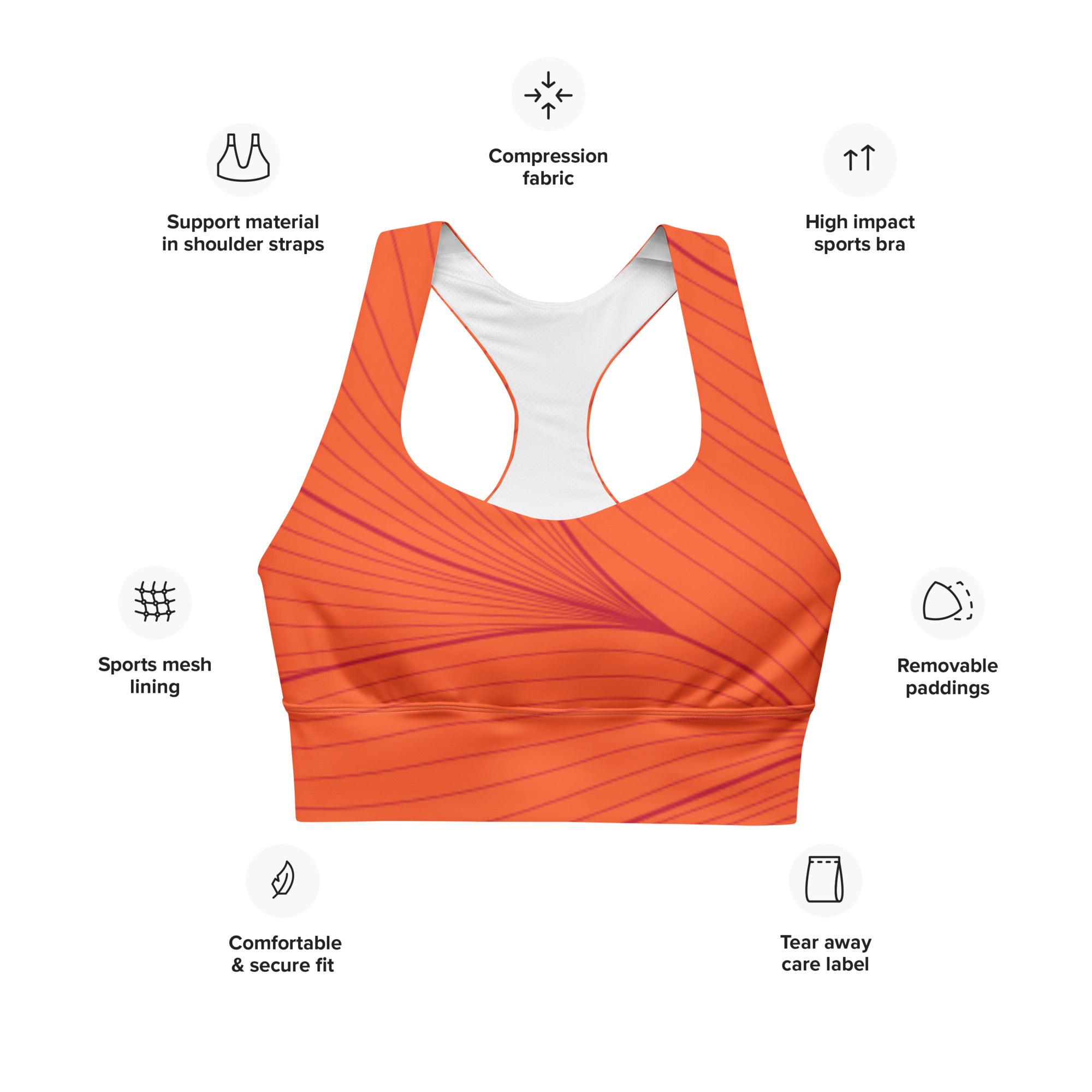 Orange Zest Sports Bra | Longline Sports Bra | POD Sarto