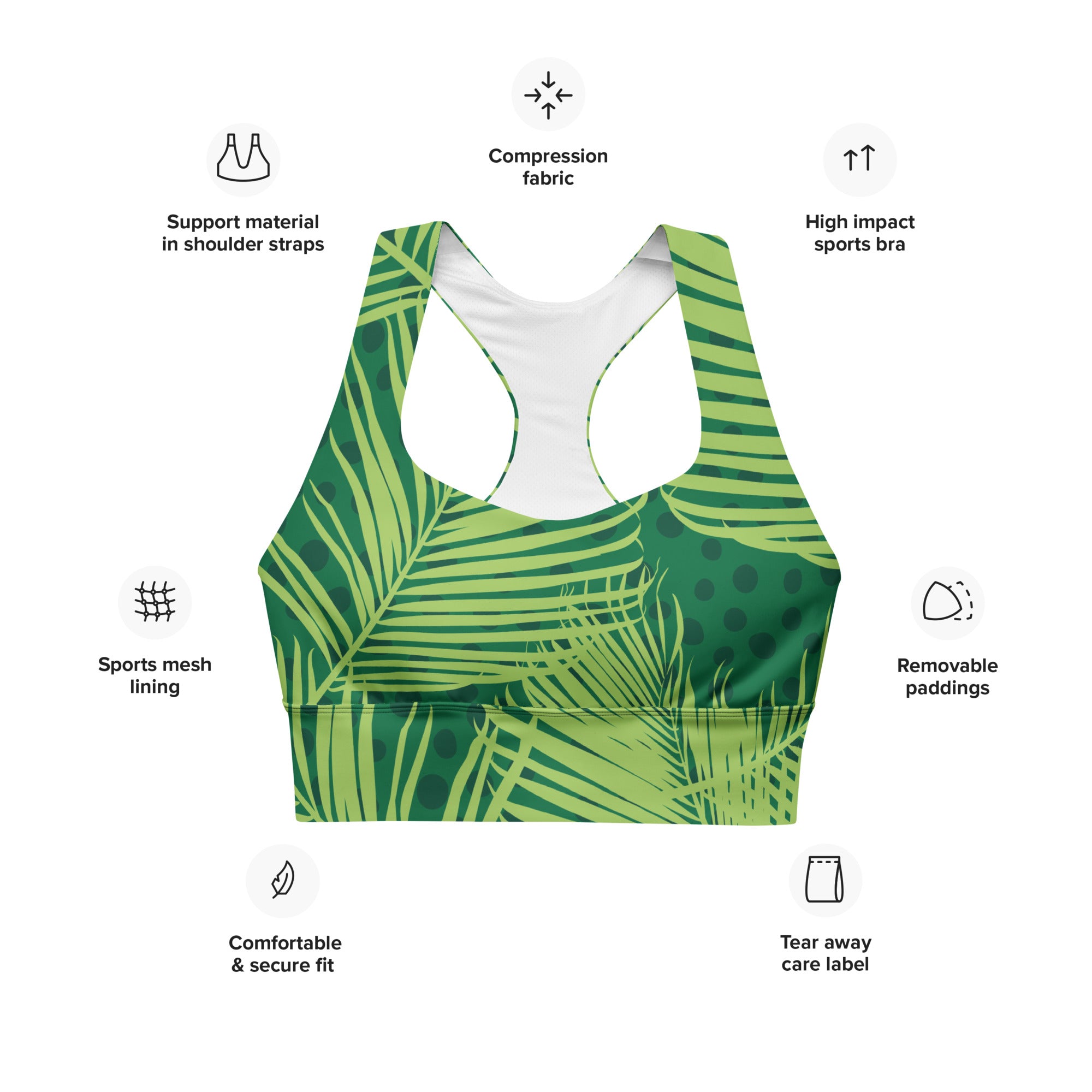 Tropical Leaves Sports Bra | Longline Sports Bra | POD Sarto