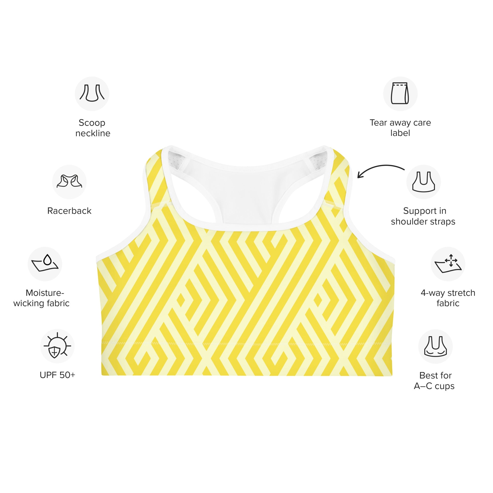 Sunny Geometry Sports Bra | Padded Sports Bra | POD Sarto