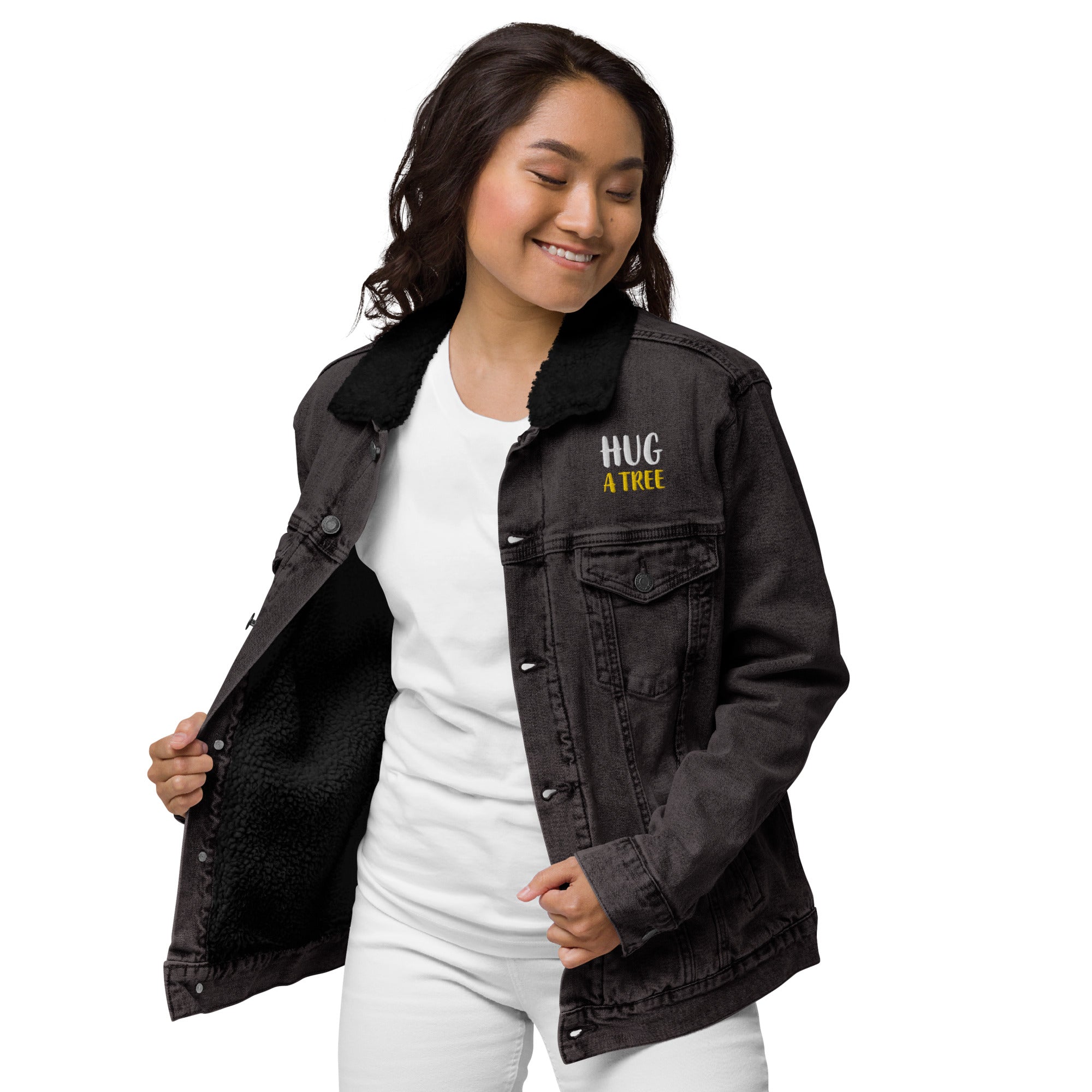 Hug a Tree Women's Denim Sherpa Jacket  - POD Sarto