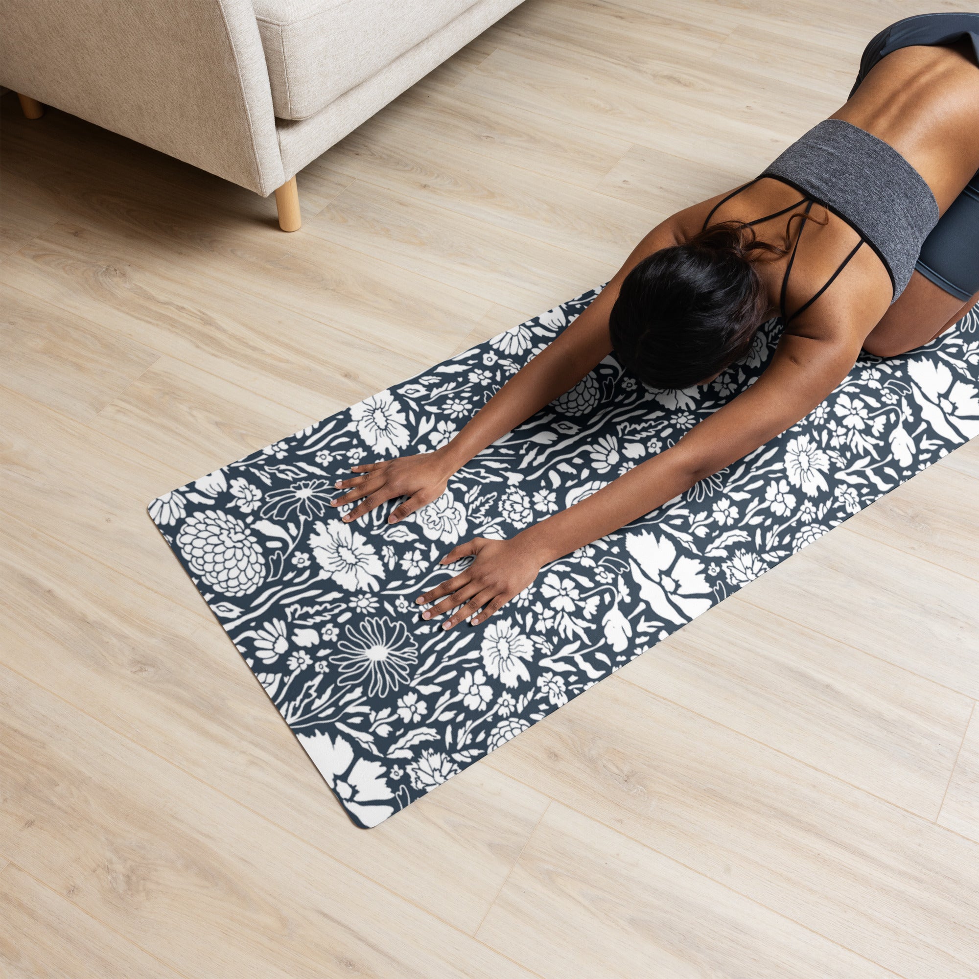 Monochrome Meadow Yoga Mat - POD SARTO