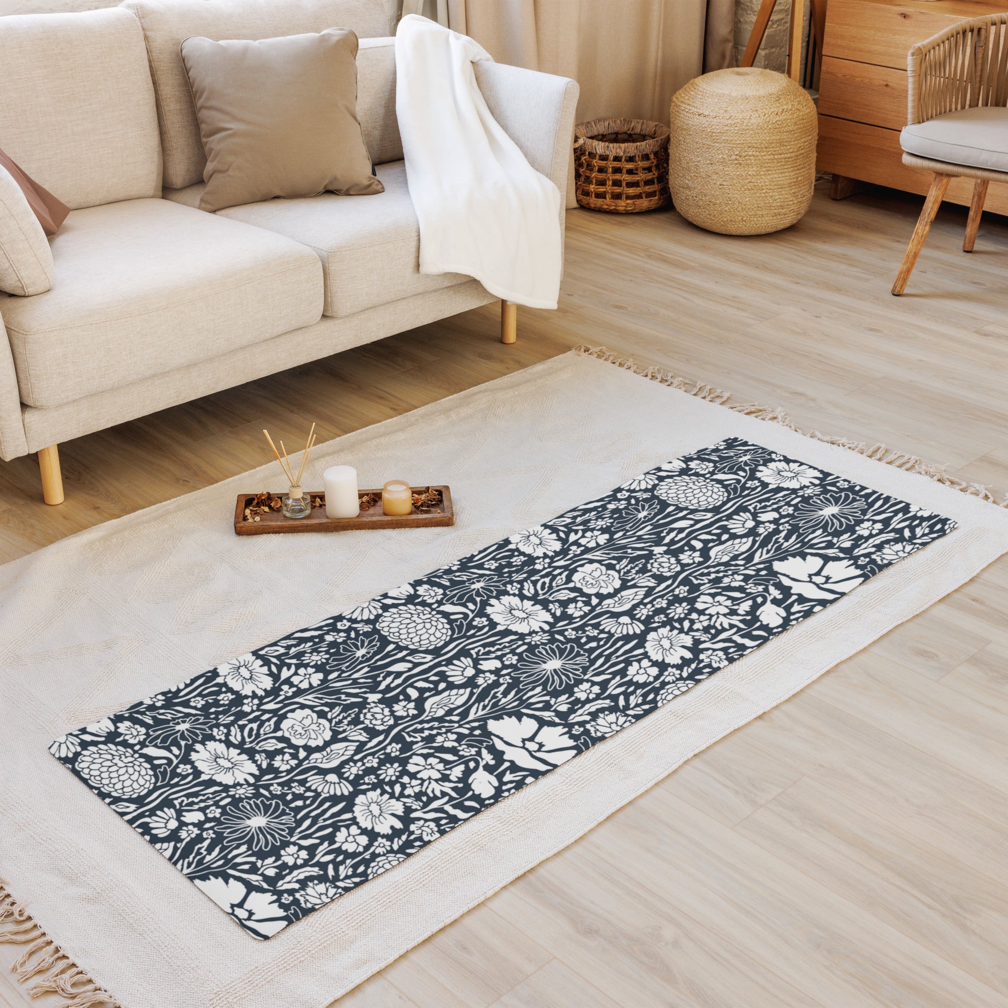 Monochrome Meadow Yoga Mat - POD SARTO